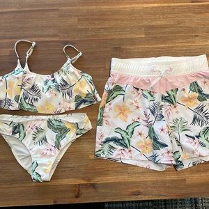 Roxy Girls swimsuit and board shorts